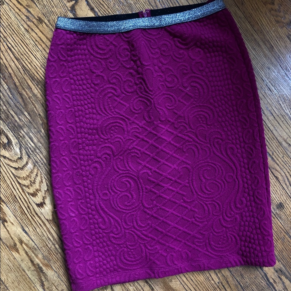 Quilted, fuschia pencil skirt